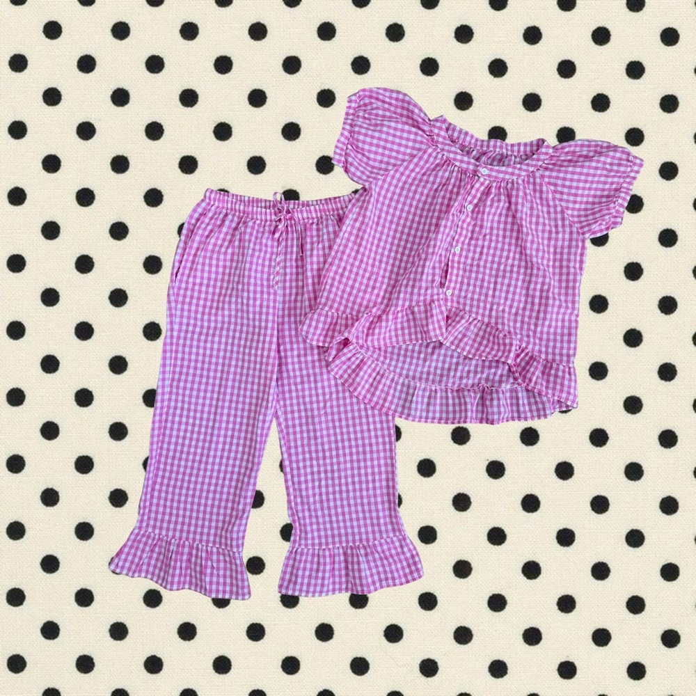 Pink Gingham Top and Pants Set
